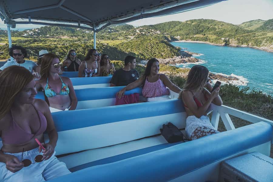 Buzios: City Tour by Trolley with 12 Beaches and Pickup - Five stops break up the ride