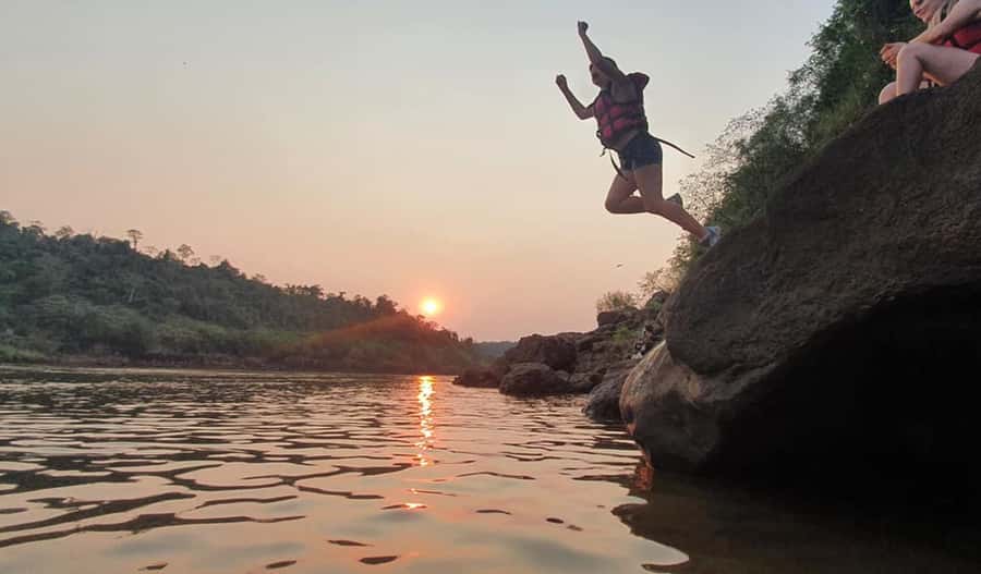 From Foz do Iguaçu: Secret Falls Adventure - Swimming in clear pools and the natural jacuzzi