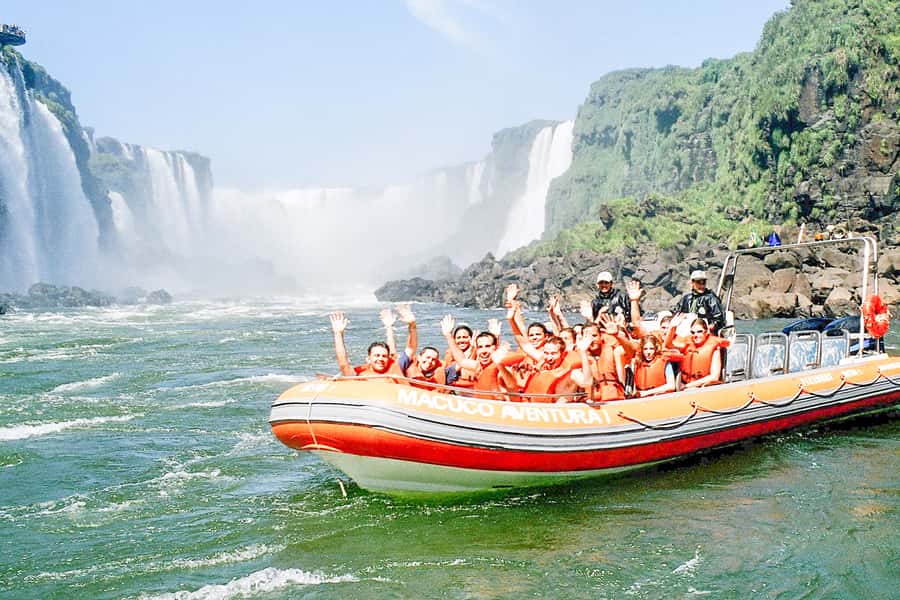 From Puerto Iguazu: Brazilian Falls with Boat Adventure - Guide service and language choices