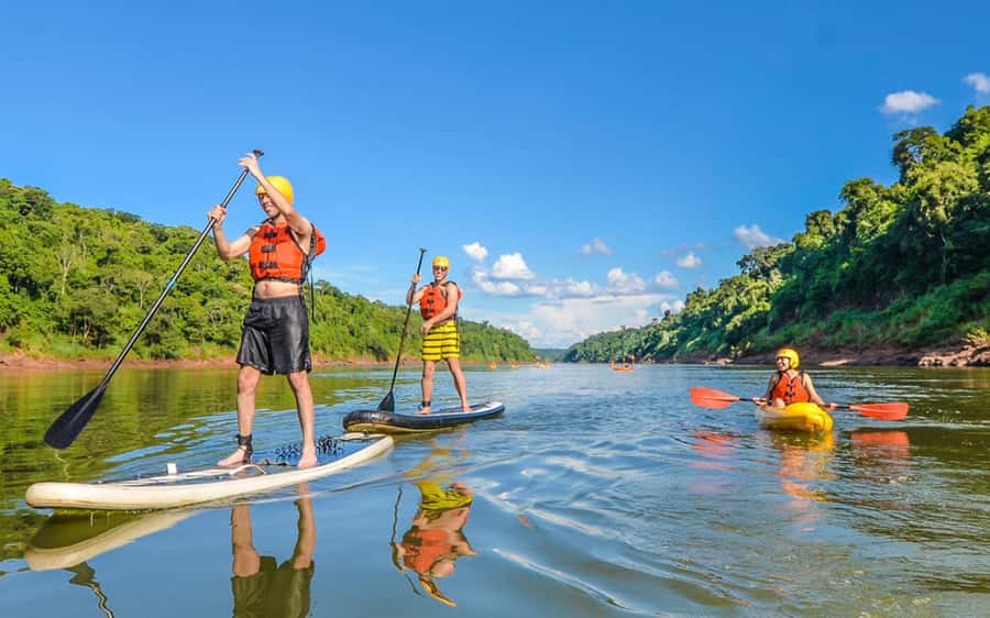 Guided Hike and Kayak or SUP River Tour w/ Transfer - Getting ready at the river base