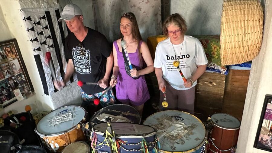 Salvador: 3-Hour Percussion Class - Playing different drums instead of watching from the side